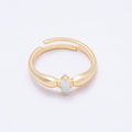 16K Gold Filled White Opal CZ Navette Solitaire Adjustable Ring | Rings-00138