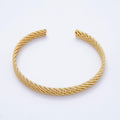 16K Gold Filled Wide Round Twisted Rope Cuff Bracelet | WA-04374