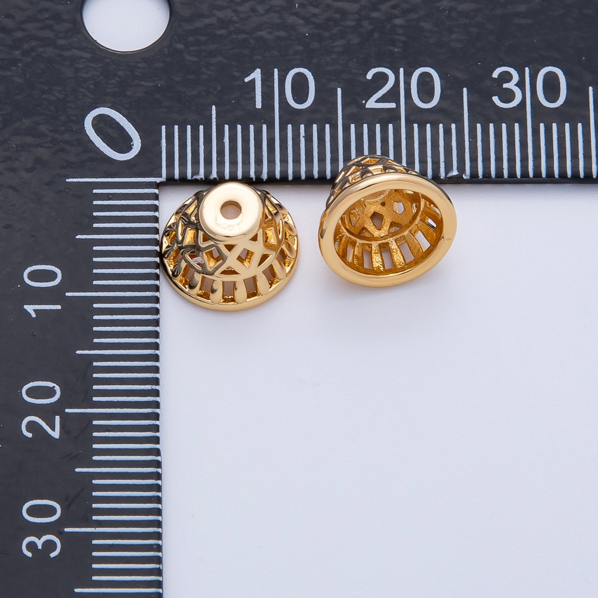 18K Gold 11mm Geometric Filigree Cap Bead | Z1665