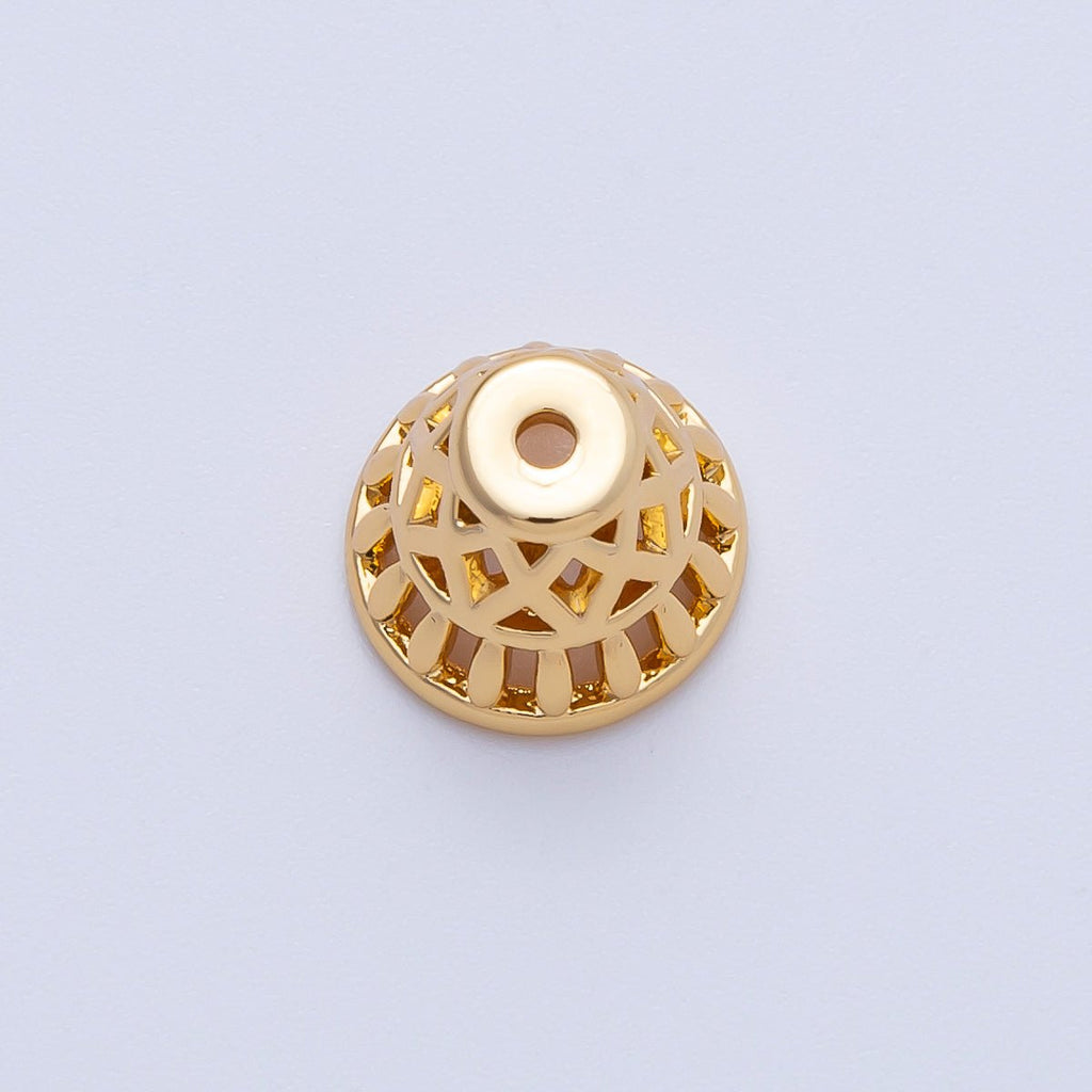 18K Gold 11mm Geometric Filigree Cap Bead | Z1665