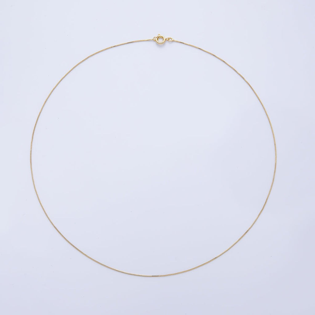 18K Gold Filled 0.5mm Minimalist Box Chain 18.11 Inch Necklace | WA-3991