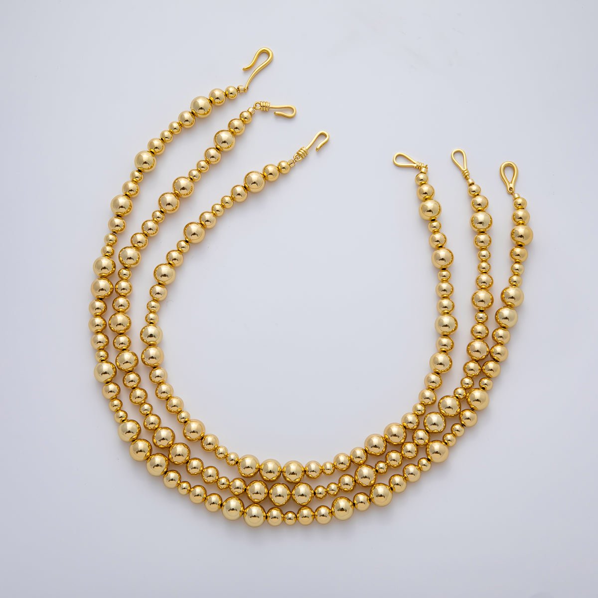18K Gold Filled 10mm, 8mm, 6mm Gradient Bead Ball Chain 16, 18, 20 Inch Necklace | WA-3837 ~ WA-3839