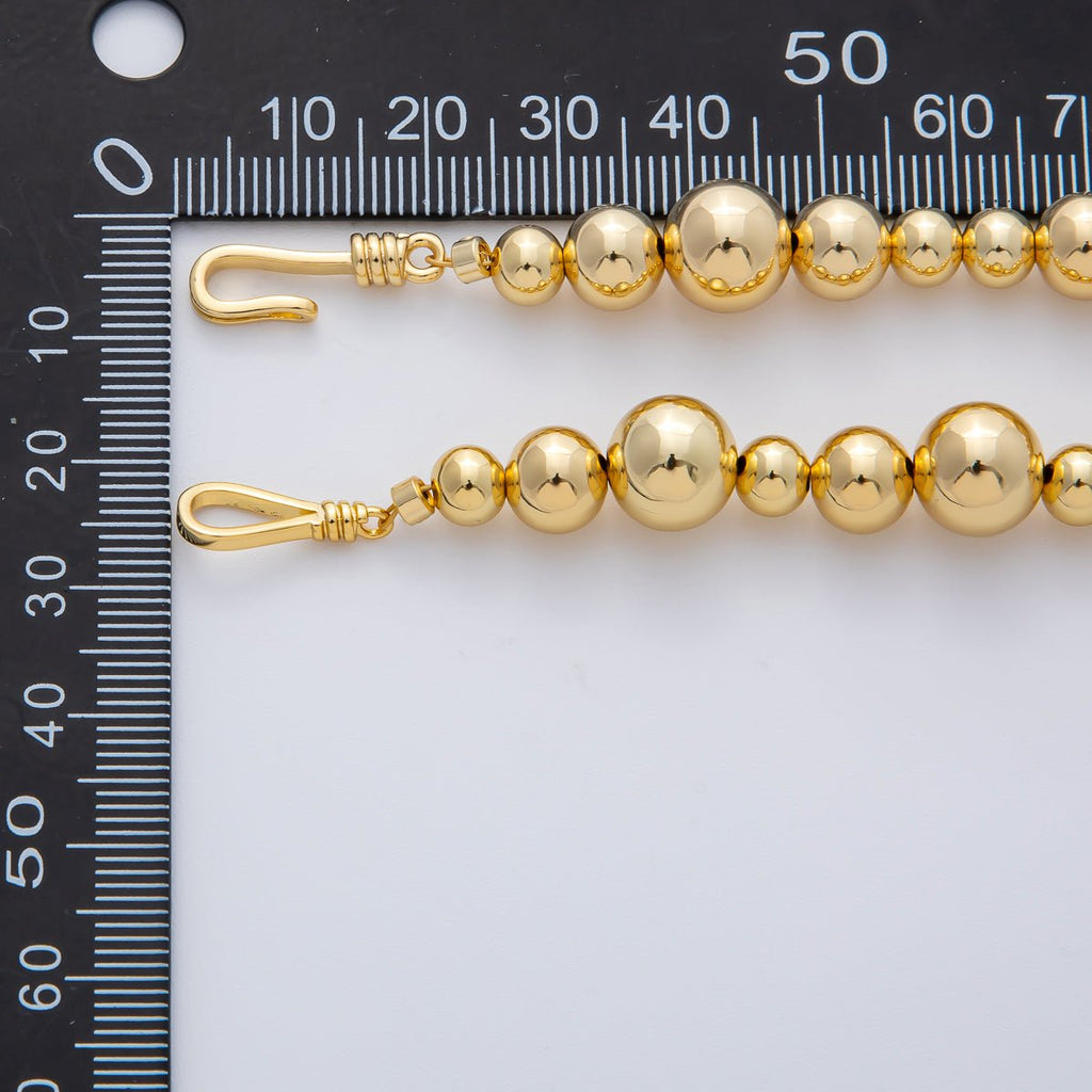 18K Gold Filled 10mm, 8mm, 6mm Gradient Bead Ball Chain 16, 18, 20 Inch Necklace | WA-3837 ~ WA-3839