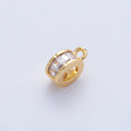18K Gold Filled 10mm Clear CZ Baguette Rondelle Bead Bail Finding | Z1594