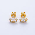 18K Gold Filled 10mm Clear CZ Micro Paved Curved Cluster Geometric Stud Earrings | Earrings-00131