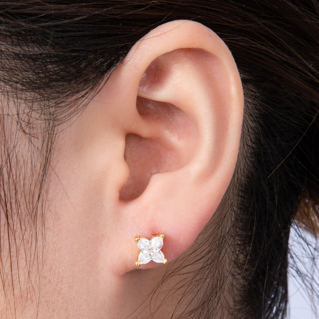 18K Gold Filled 10mm Clear CZ Mini Celestial Star Stud Earrings | EARRINGS-00153
