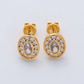 18K Gold Filled 10mm Clear Micro Paved CZ Bezel Oval Stud Earrings | AD1621