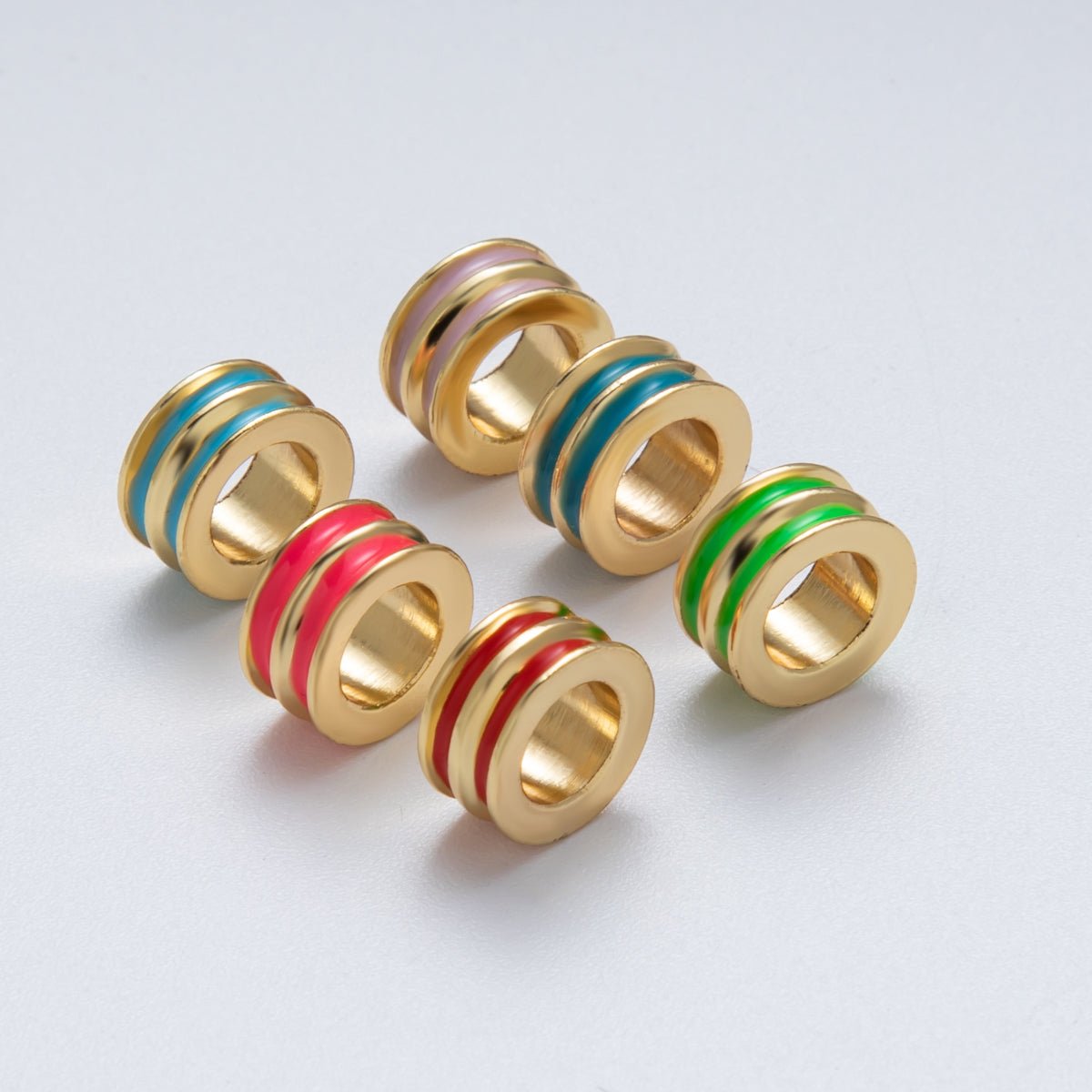 18K Gold Filled 10mm Double Enamel Rondelle Bead | Beads-00009-Beads-00014