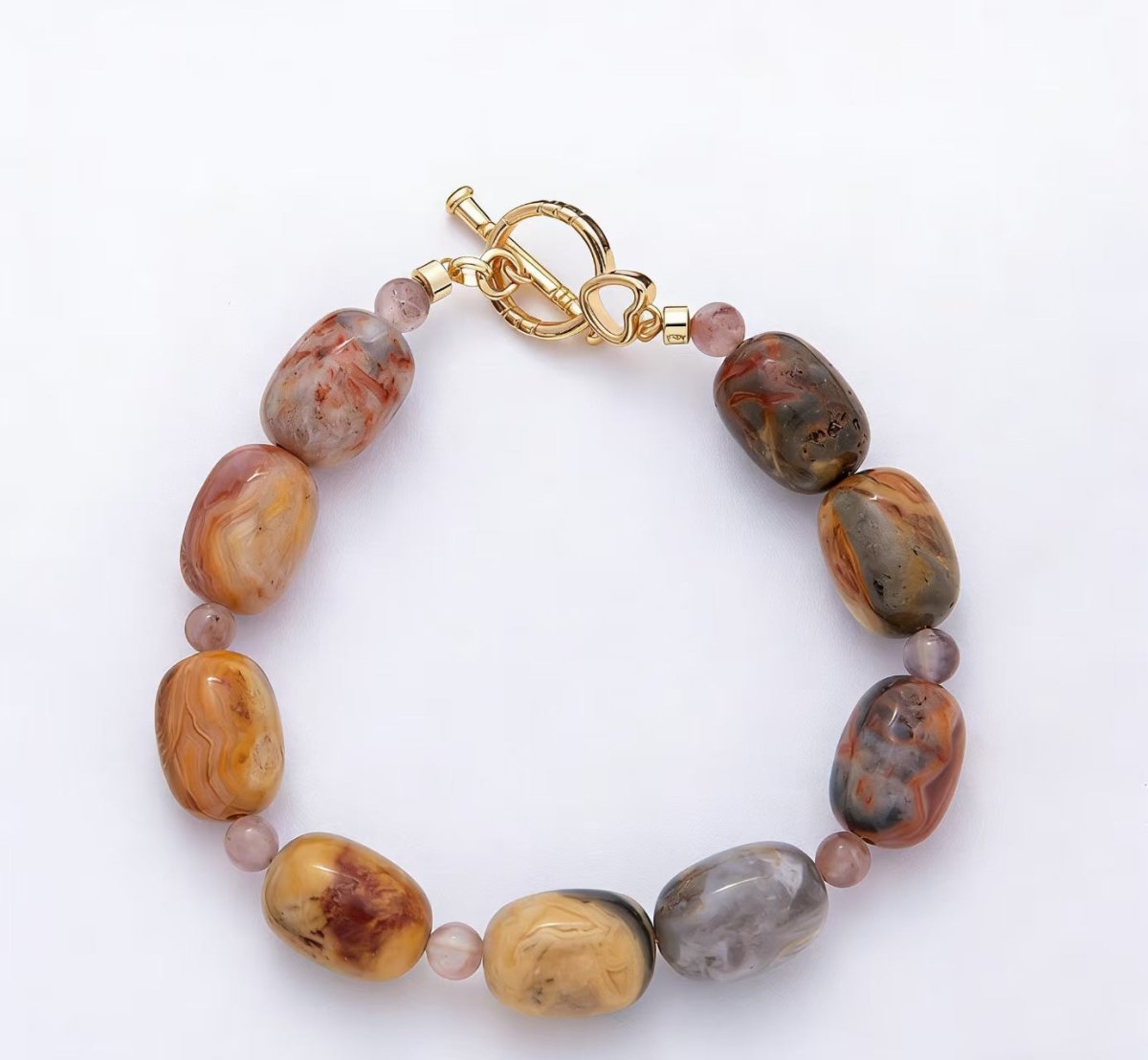 18K Gold Filled 10mm Sunstone, Onyx Tube Gemstone 7.5 Inch Toggle Bracelet | WA-4103 WA-4104