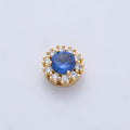 18K Gold Filled 11.5mm Blue, Pink, Clear CZ Micro Paved Round Spacer Bead | B527 B528