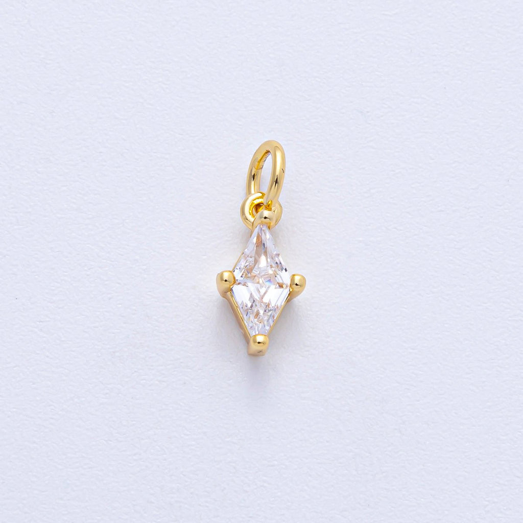 18K Gold Filled 11.5mm Clear CZ Rhombus Mini Charm | AK042