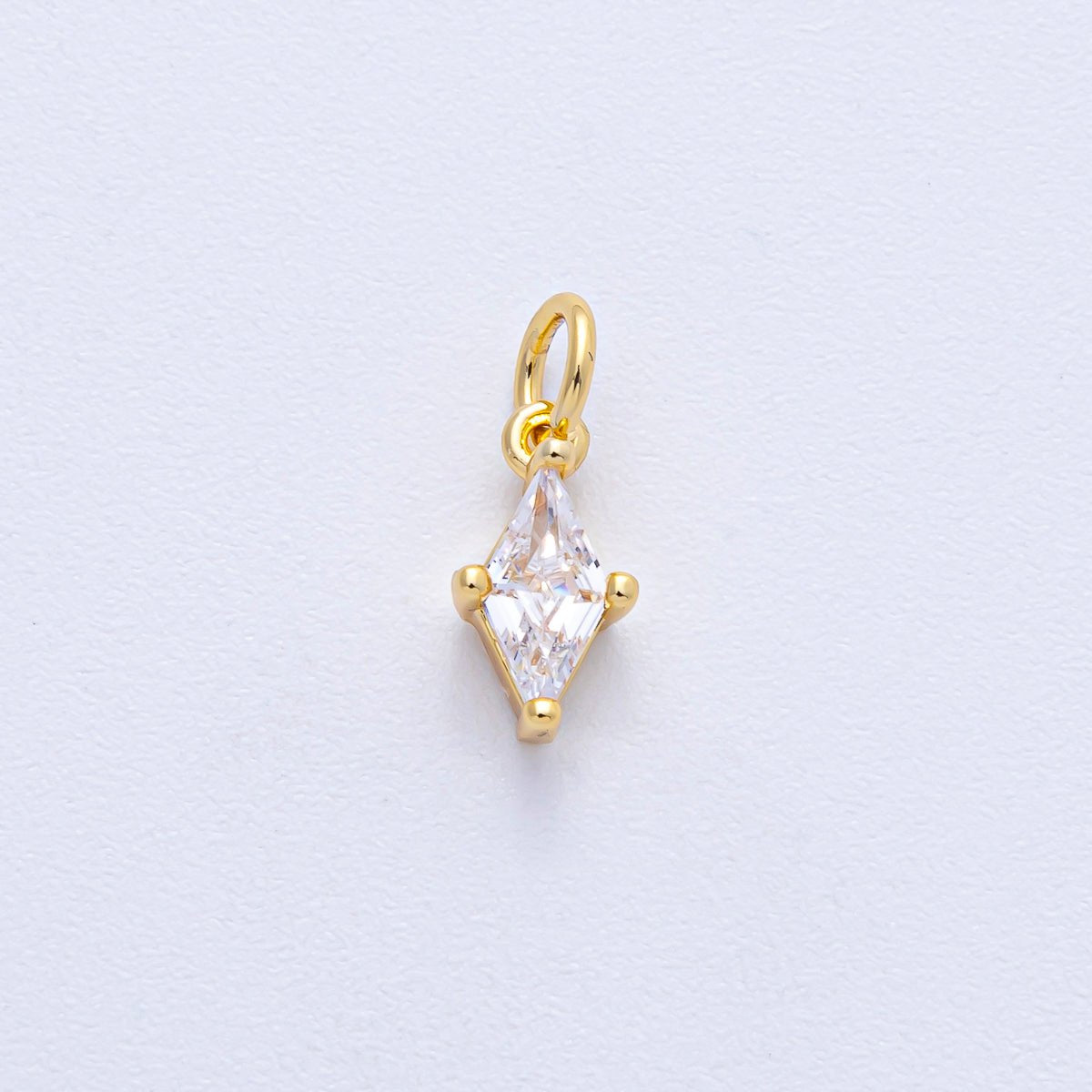 18K Gold Filled 11.5mm Clear CZ Rhombus Mini Charm | AK042