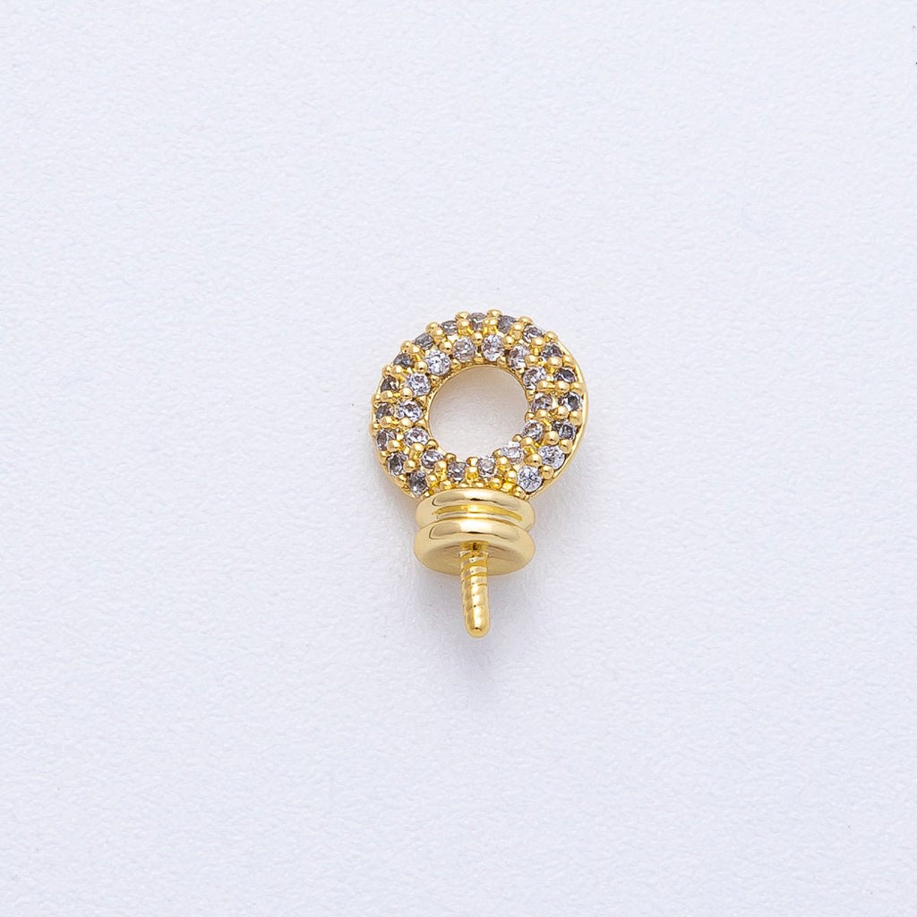 18K Gold Filled 11.8mm Drill Micro Paved CZ Open Round Bail Finding | Z1656