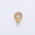 18K Gold Filled 11.8mm Drill Micro Paved CZ Open Round Bail Finding | Z1656