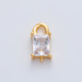 18K Gold Filled 11mm Clear CZ Baguette Curb Connector Finding | Z1448