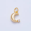 18K Gold Filled 11mm Clear CZ Mini Celestial Crescent Moon Charm | Charms-00422