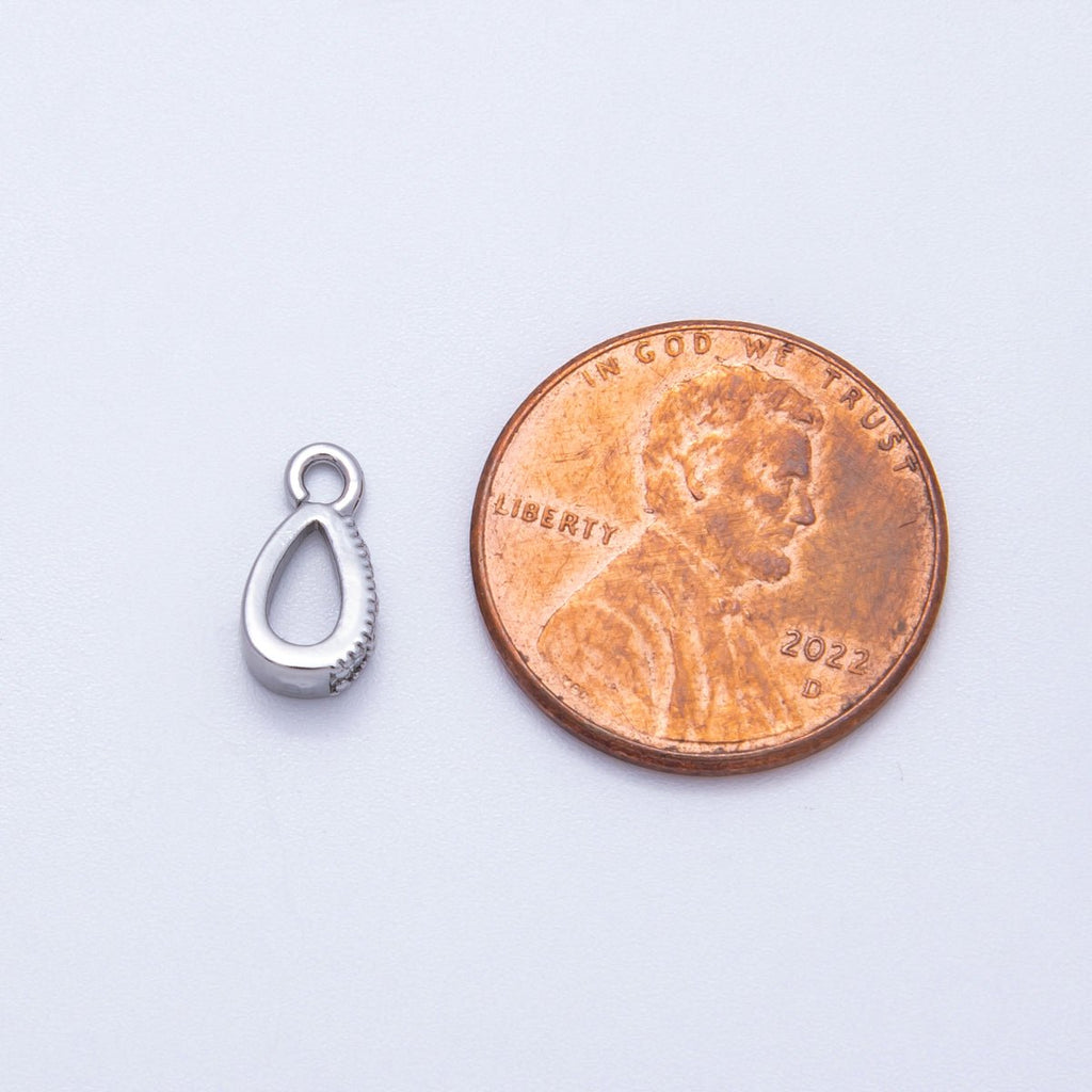 18K Gold Filled 11mm Micro Paved CZ Open Loop Bail Pendant Findings in Gold & Silver | Findings-00129 Findings-00130