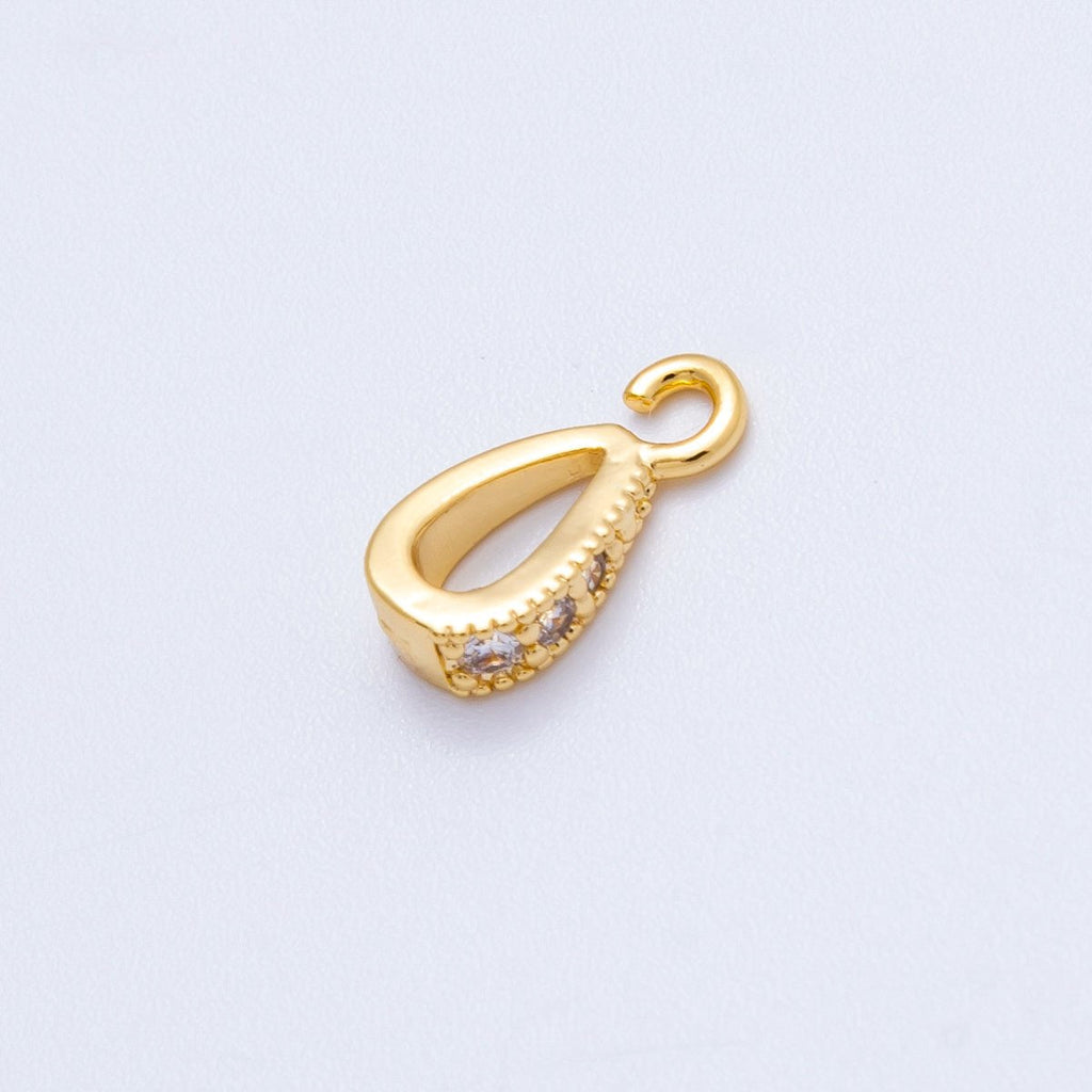 18K Gold Filled 11mm Micro Paved CZ Open Loop Bail Pendant Findings in Gold & Silver | Findings-00129 Findings-00130