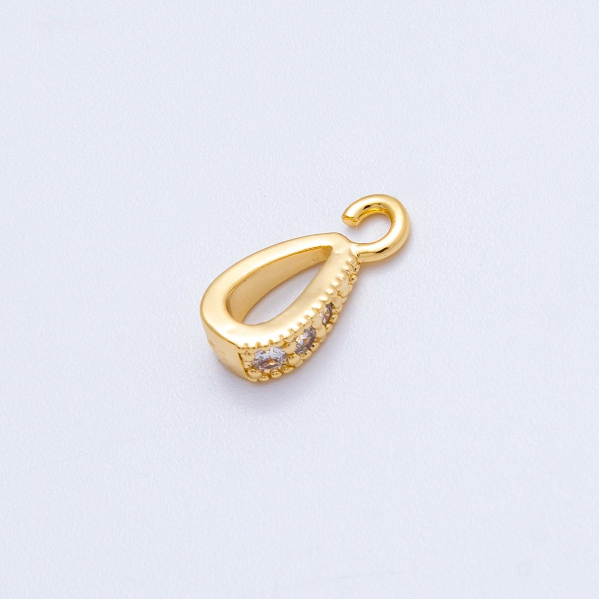 18K Gold Filled 11mm Micro Paved CZ Open Loop Bail Pendant Findings in Gold & Silver | Findings-00129 Findings-00130