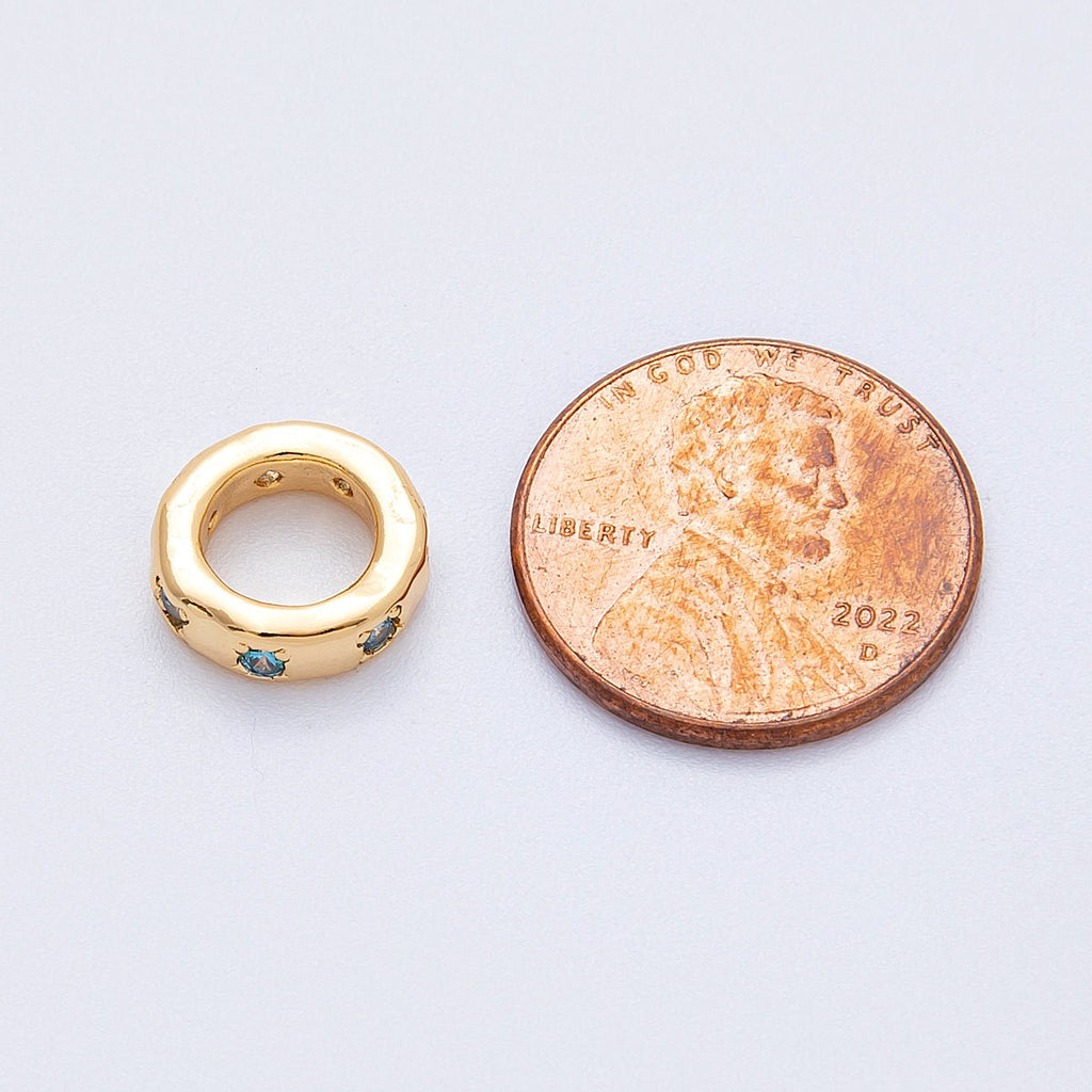 18K Gold Filled 11mm Personalized Birthstone CZ Rondelle Spacer Bead | Beads-00125 ~ Beads-00136