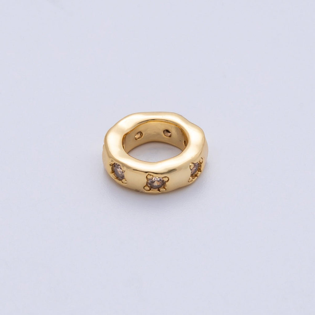 18K Gold Filled 11mm Personalized Birthstone CZ Rondelle Spacer Bead | Beads-00125 ~ Beads-00136