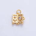 18K Gold Filled 12.5mm Clear CZ Heart Suitcase Luggage Travel Charm | AK019