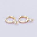 18K Gold Filled 12.5mm Clear CZ Open Loop Drop Huggie Earrings | Findings-00083