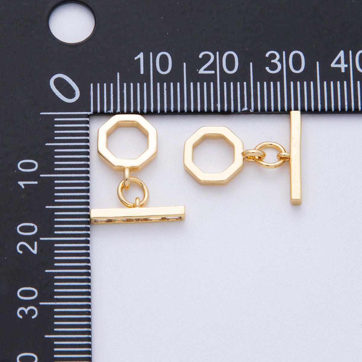 18K Gold Filled 12mm Baguette CZ Hexagon Toggle Clasps Closure in Gold & Silver | FINDINGS-00001-00002