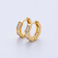18K Gold Filled 12mm Clear CZ Baguette Huggie Earrings | Earrings-00056