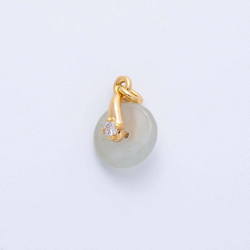 18K Gold Filled 12mm Clear CZ Light Green Jade Gemstone Mini Charm | Charms-00317