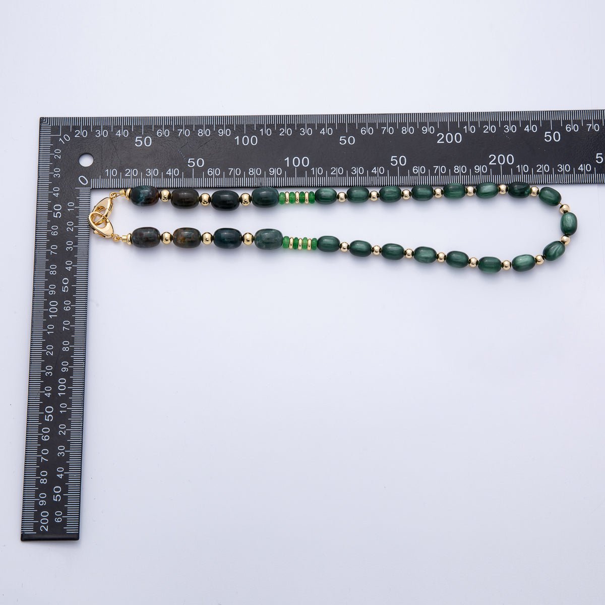 18K Gold Filled 12mm Green Aventurine Pebble Round Bead 19.5 Inch Necklace | WA-04136