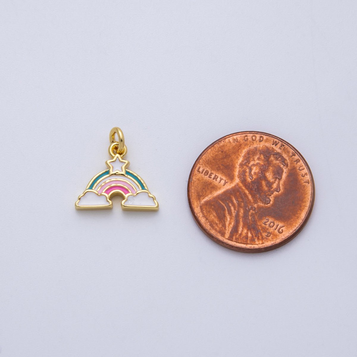 18K Gold Filled 12mm Multicolor Enamel Star Rainbow Mini Charm | CHARMS-00144