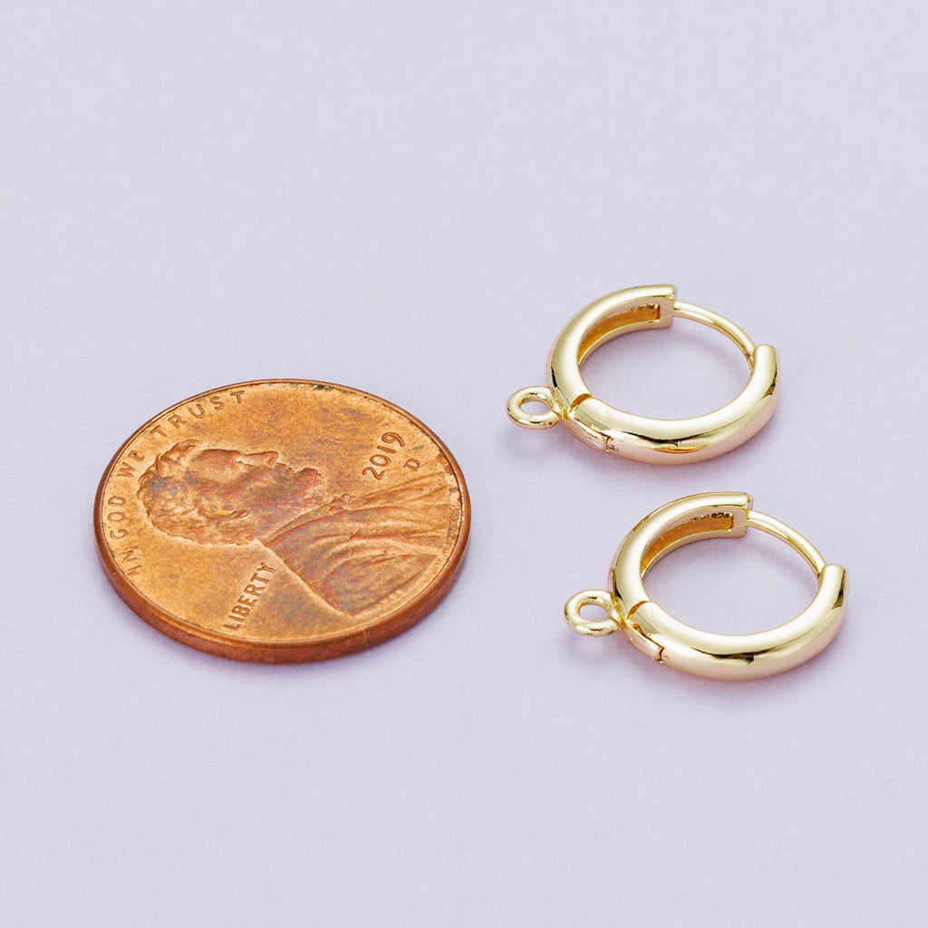 18K Gold Filled 12mm Open Loop Drop Huggie Earrings in Gold & Silver | Findings-00088 Findings-00089
