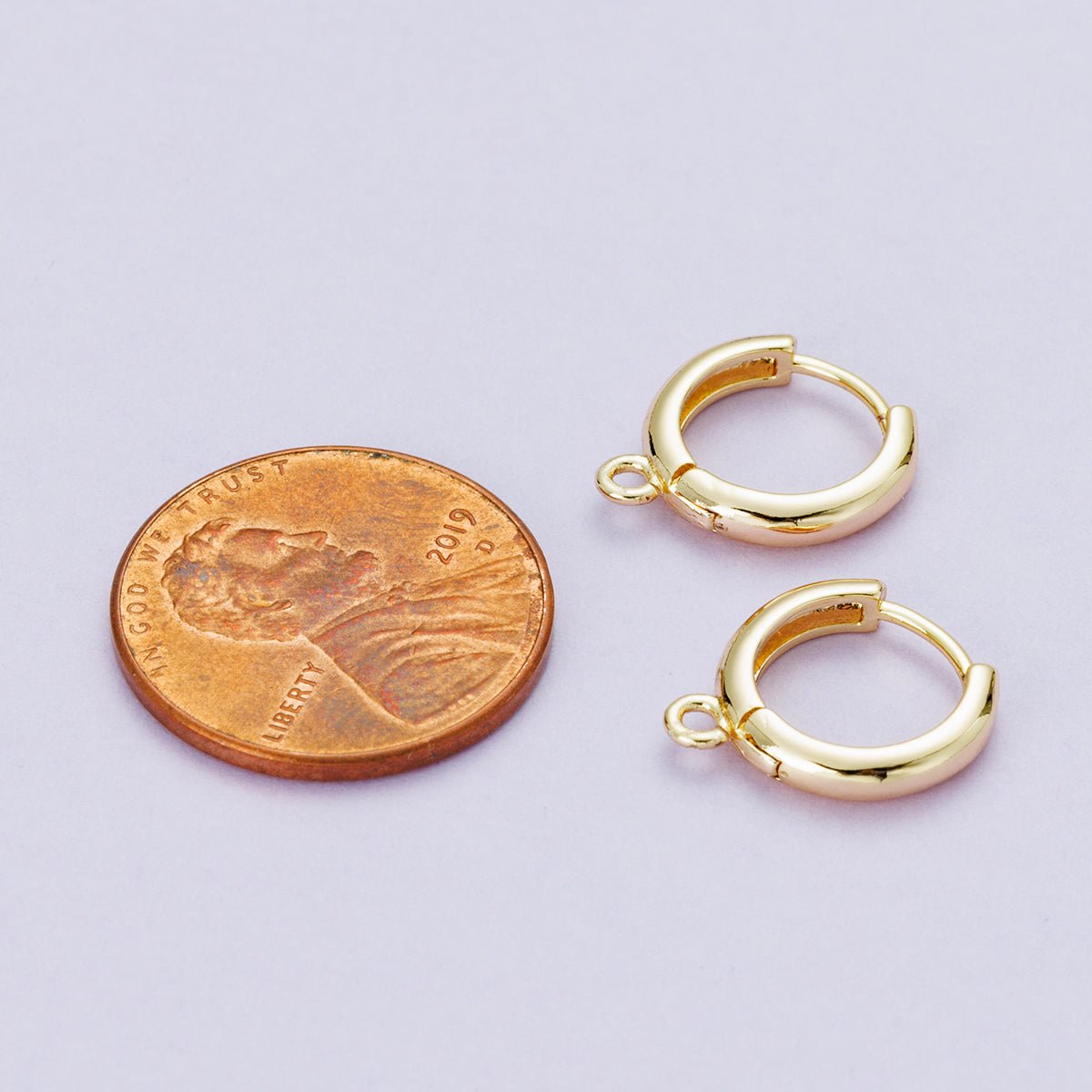 18K Gold Filled 12mm Open Loop Drop Huggie Earrings in Gold & Silver | Findings-00088 Findings-00089