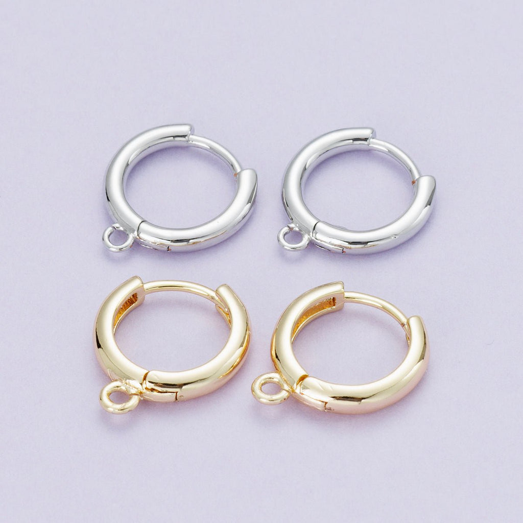 18K Gold Filled 12mm Open Loop Drop Huggie Earrings in Gold & Silver | Findings-00088 Findings-00089