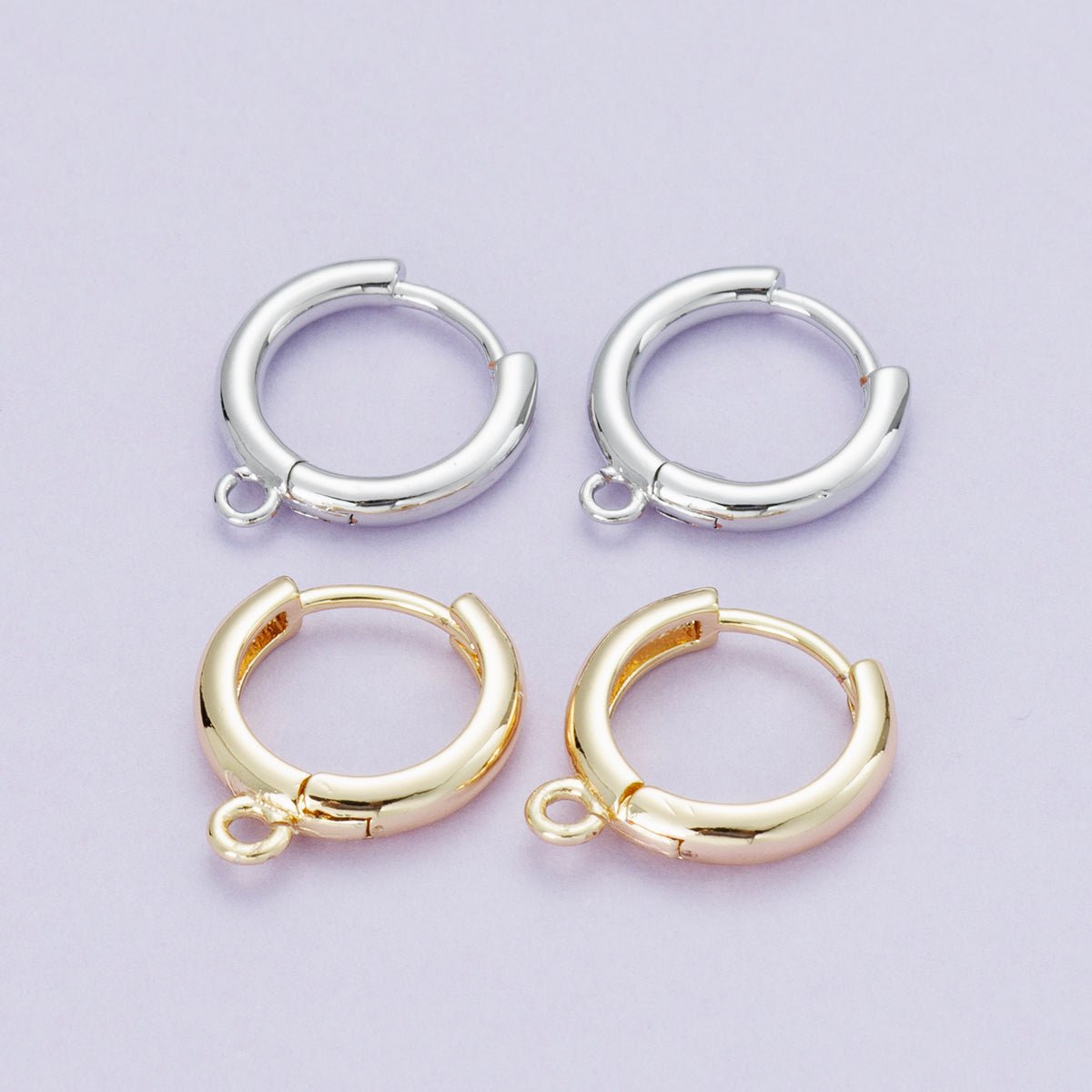 18K Gold Filled 12mm Open Loop Drop Huggie Earrings in Gold & Silver | Findings-00088 Findings-00089