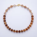 18K Gold Filled 12mm Orange Citrine Rose Quartz Tube Round Bead 18.3 Inch w. Sailor Clasps | WA-4132