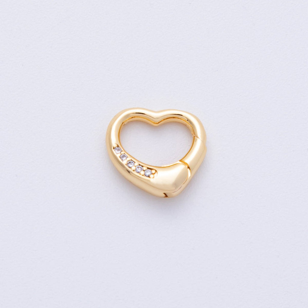 18K Gold Filled 12mm Push Gate Heart CZ Minimalist Finding | Findings-400001