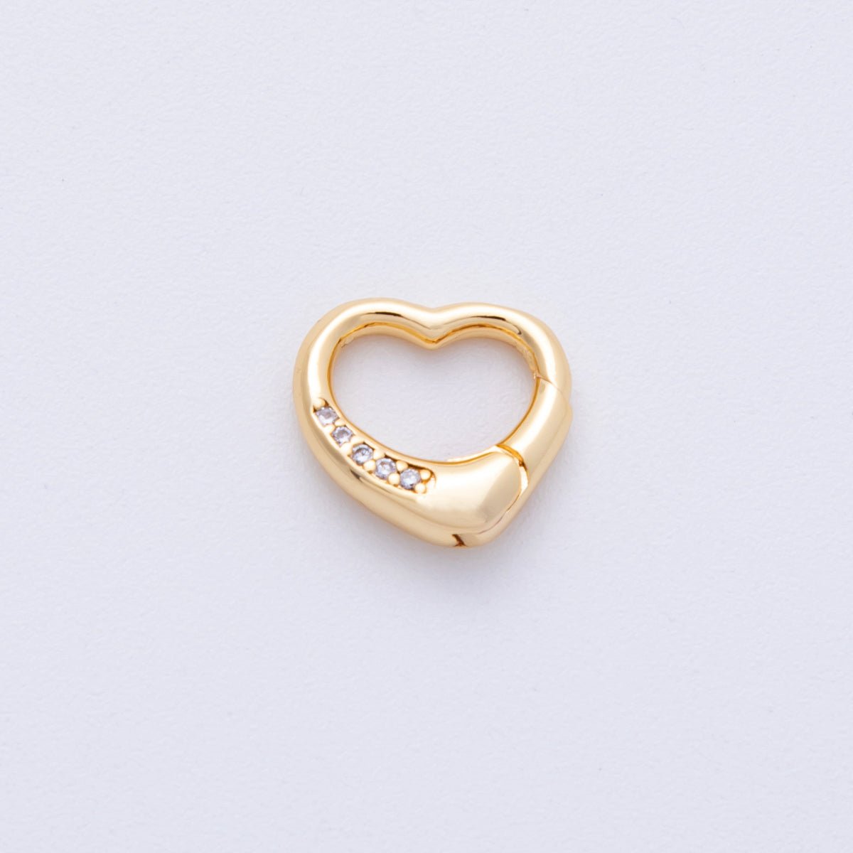18K Gold Filled 12mm Push Gate Heart CZ Minimalist Finding | Findings-400001