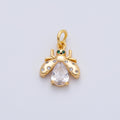 18K Gold Filled 13.5mm Black, Clear, Yellow CZ Bumble Bee Insect Charm | AF1481 AF1482