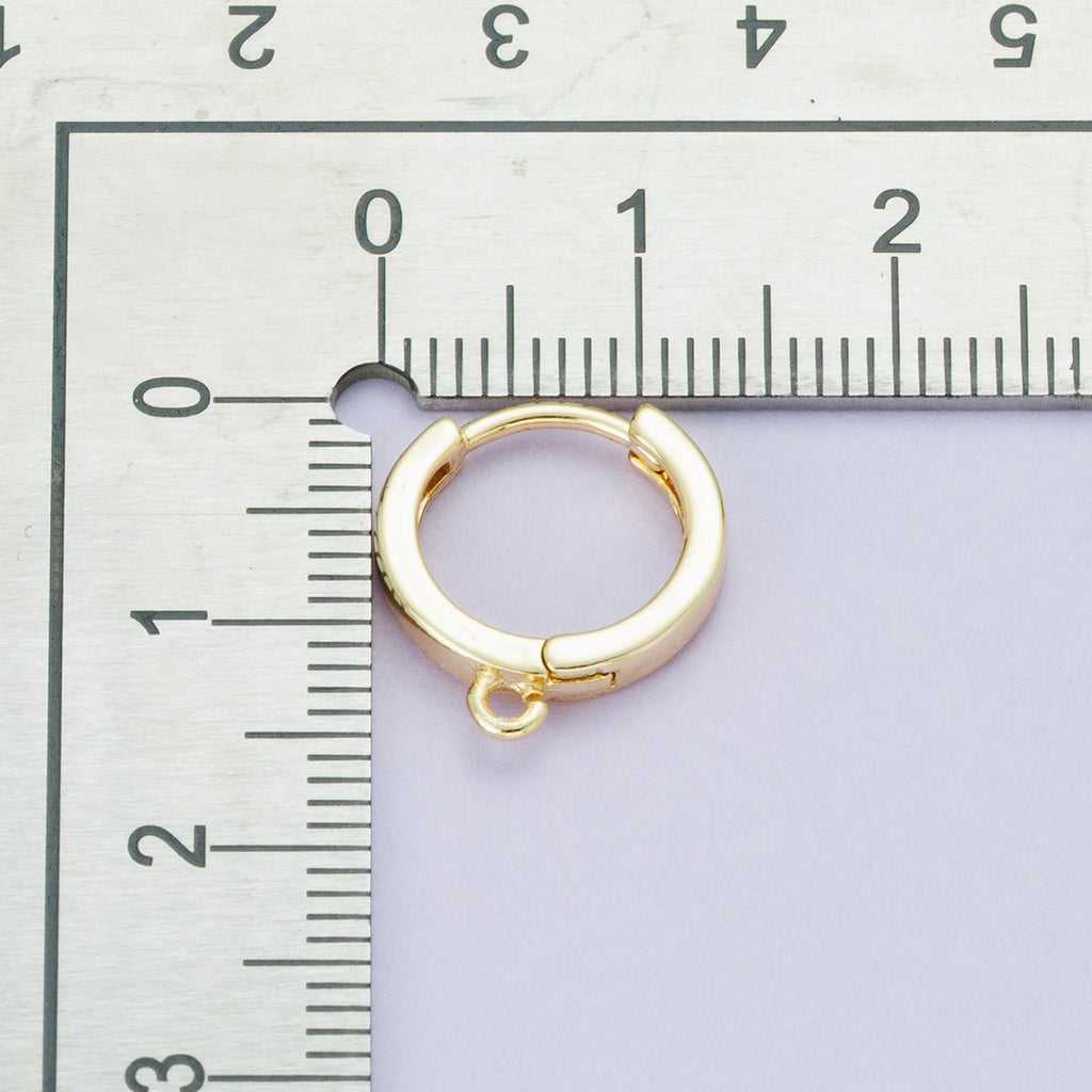 18K Gold Filled 13.5mm Minimalist Open Loop Drop Huggie Earrings in Gold & Silver | Findings-00106 Findings-00107