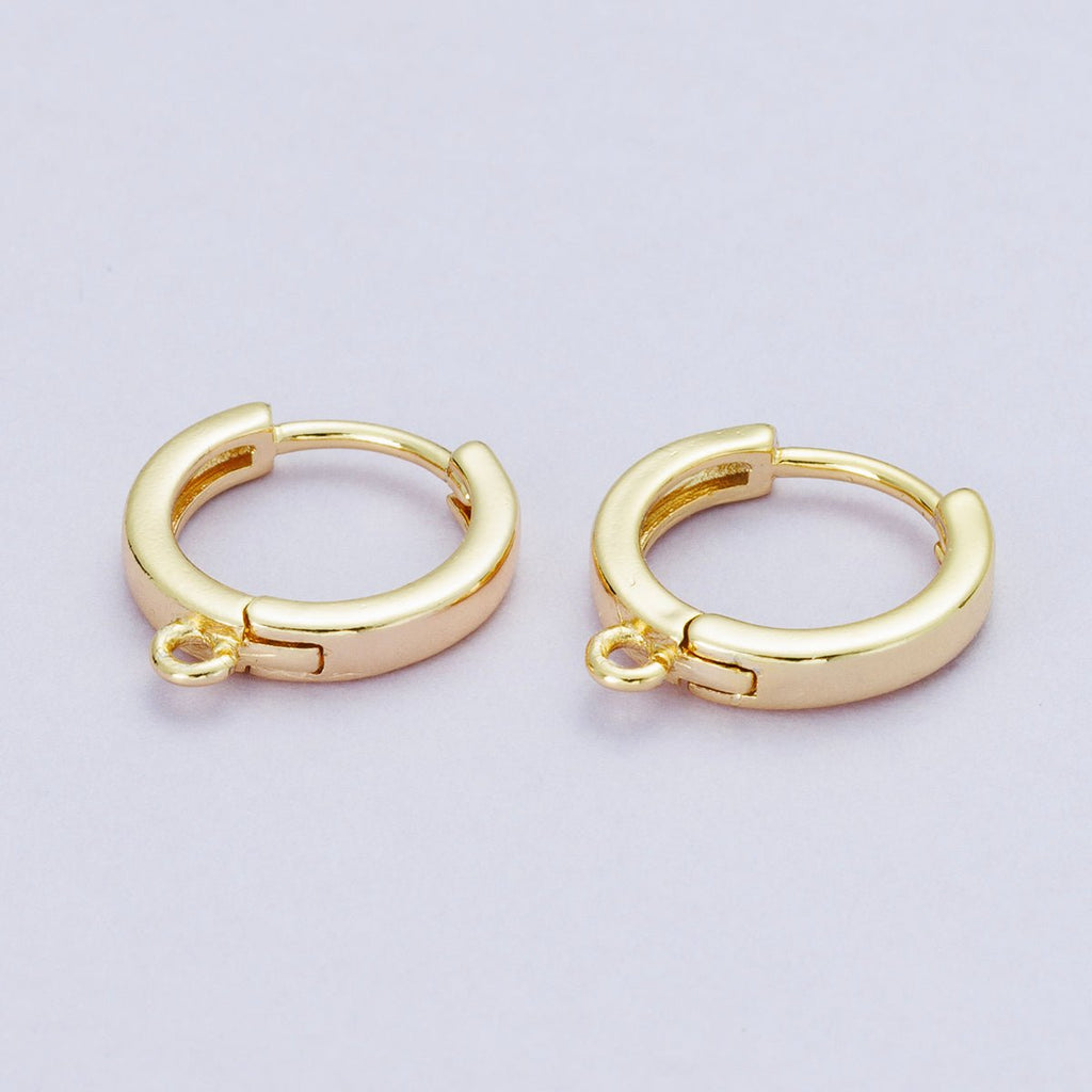 18K Gold Filled 13.5mm Minimalist Open Loop Drop Huggie Earrings in Gold & Silver | Findings-00106 Findings-00107