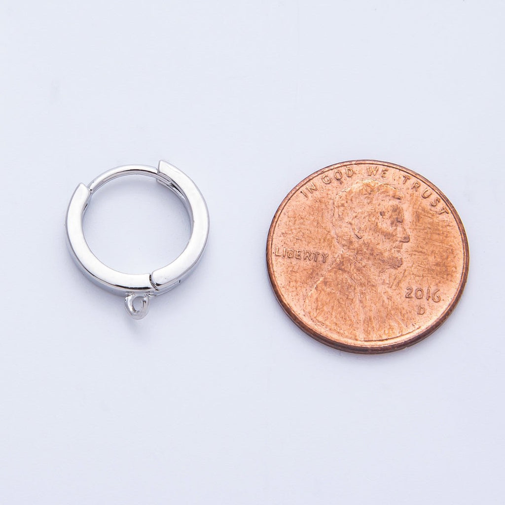 18K Gold Filled 13.5mm Minimalist Open Loop Drop Huggie Earrings in Gold & Silver | Findings-00106 Findings-00107