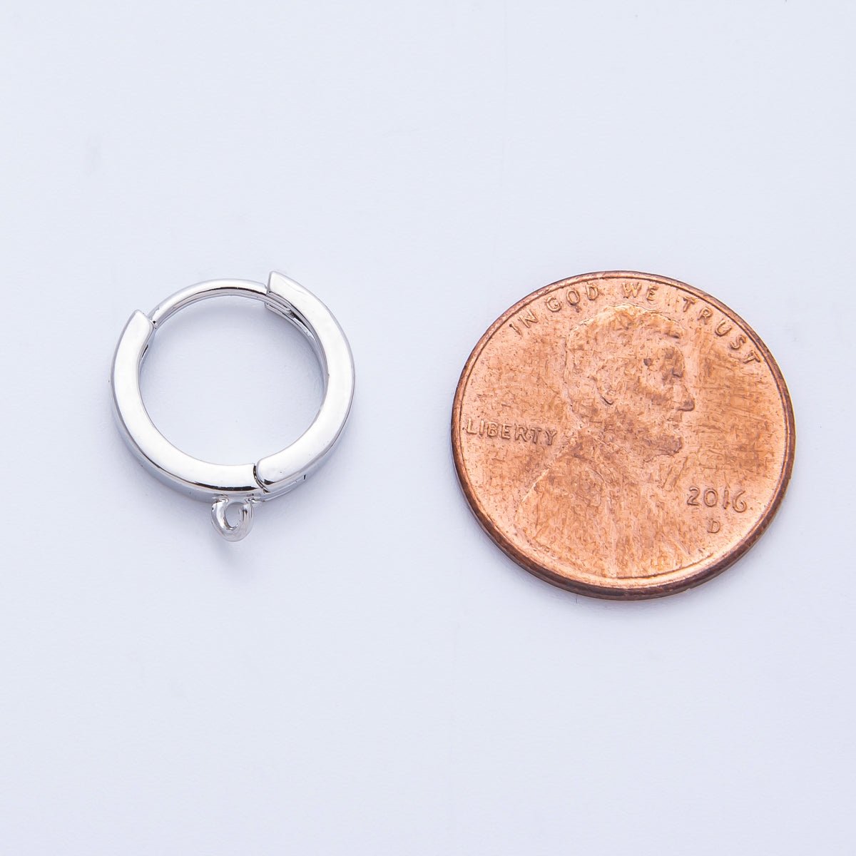 18K Gold Filled 13.5mm Minimalist Open Loop Drop Huggie Earrings in Gold & Silver | Findings-00106 Findings-00107