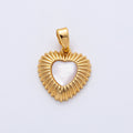 18K Gold Filled 13.5mm Shell Pearl Ribbed Heart Pendant | AF1210