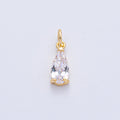 18K Gold Filled 13mm Clear CZ Teardrop Mini Charm | AK031