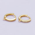 18K Gold Filled 13mm Micro Paved CZ Open Loop Drop Huggie Earrings | Findings-00104