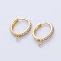 18K Gold Filled 13mm Micro Paved CZ Open Loop Drop Huggie Earrings in Gold & Silver | Findings-00109 Findings-00110