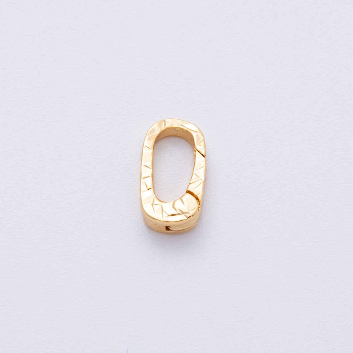 18K Gold Filled 13mm Minimalist Textured Oblong Push Gate Closure Findings | Z1675