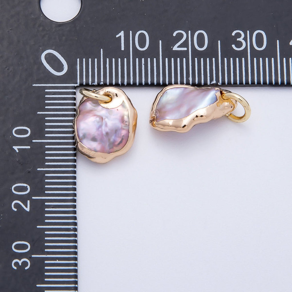 18K Gold Filled 13mm Purple Foiled Baroque Freshwater Pearl Charm | Charms-00642